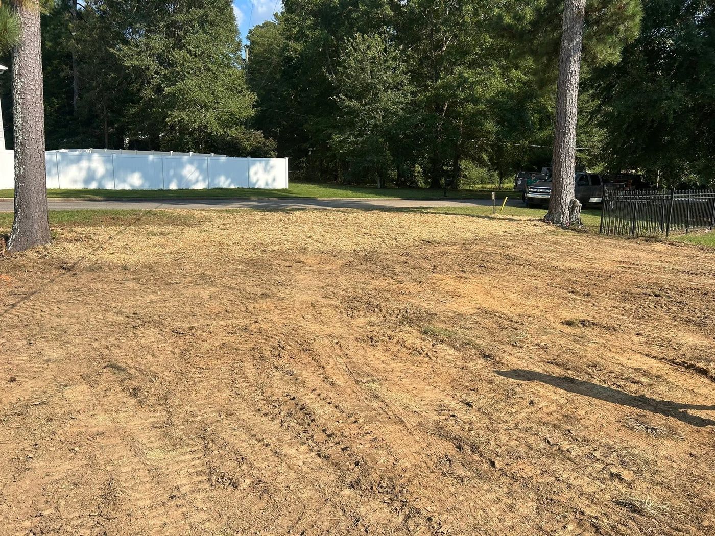 Smooth finish-graded dirt pad ready for seed